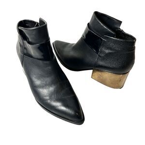 Sam Edelman Circus Womens 8 M Black Leather Comfort Casual Chunky Heel Zip Boots